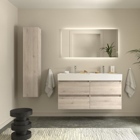 Mueble de Baño BEQUIA 120cm Natural Lavabo Veneto Porcelana