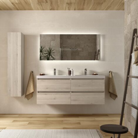 Mueble de Baño BEQUIA 140cm Natural Lavabo Toscana Carga Mineral