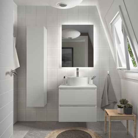 Mueble de baño Bequia 70 cm Blanco Mate con Lavabo sobre Encimera