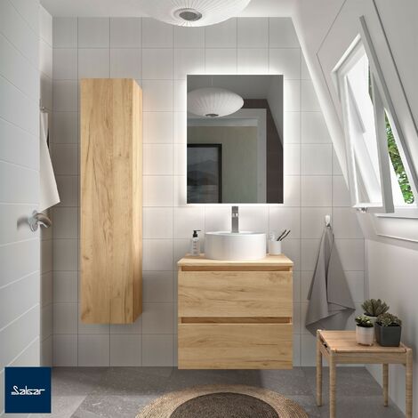 Mueble de baño suspendido con lavabo sobre encimera 40 cm alto Modelo Box