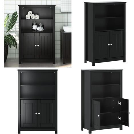 Mueble de baño BERG madera maciza de pino negro 69,5x34x110 cm - Mueble de baño - Madera de pino