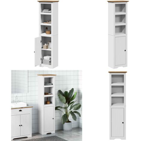 Mueble de baño BODO blanco y marrón 44x30x160 cm - Armario de baño - Almacenamiento de baño