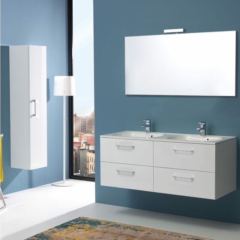 

Kiamami Valentina - MUEBLE DE BAÑO BOSTON 120 CM CUATRO CAJONES Y DOBLE LAVABO BLANCO BRILLO