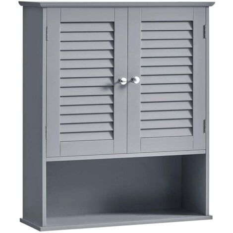 Mueble de baño/botiquín de pared con estante regulable puerta doble y estante abierto 60 x 20 x 70 cm gris 120006516