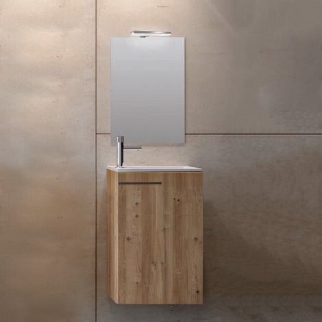 INVE ROBLE CARTAGENA LAMINADO CON TIRADOR, LAVABO Y ESPEJO