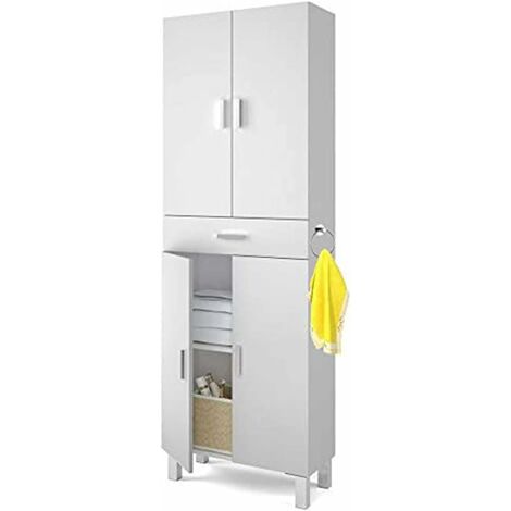 Mueble de Baño Columna 4 Puertas + 1 Cajon (TOALLERO Incluido) Plus