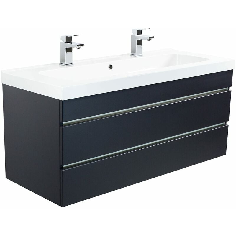 

Mueble de baño para 2 grifos Talis120 Antracita satin. con cajones sin tiradores