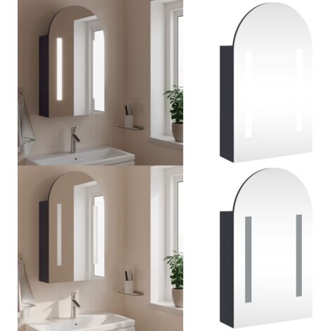 Mueble de baño con espejo arqueado y luz LED gris 42x13x70 cm - Espejo de baño - Luz LED