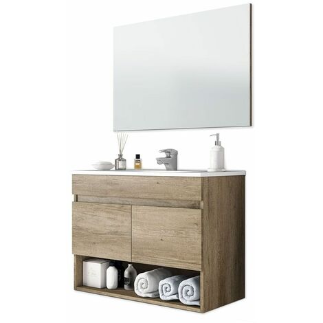 AYOR Mueble de baño con espejo Cotton 2 puertas Nordik 80cm (ancho) x 64cm (alto)