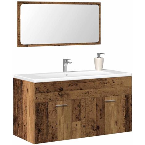 Mueble de baño con espejo de madera antigua madera ingeniería