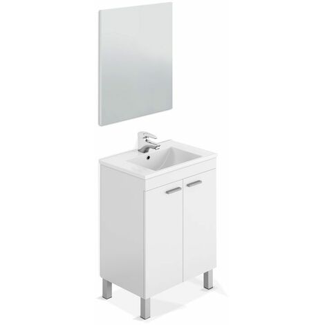 Mueble de baño blanco brillo 2 puertas 60x45 (LAVABO OPCIONAL)