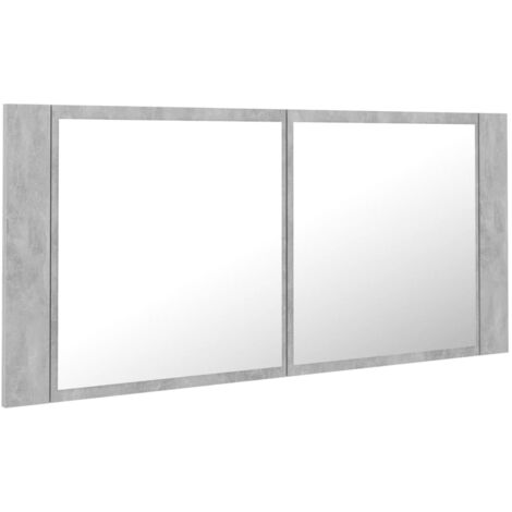 Mueble de baño con espejo LED 100 x 12 x 45 cm acrílico gris 020006610