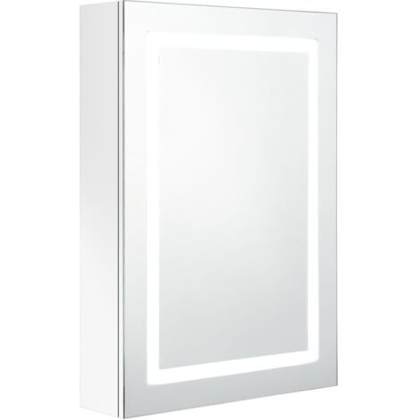 Mueble de baño con espejo LED 50 x 13 x 70 cm blanco brillante