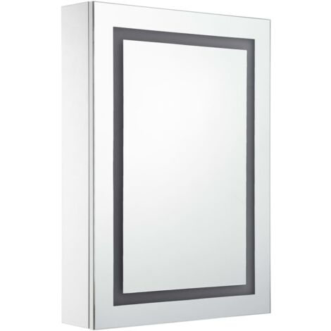 Mueble de baño con espejo LED 50 x 13 x 70 cm blanco y plateado 020006562
