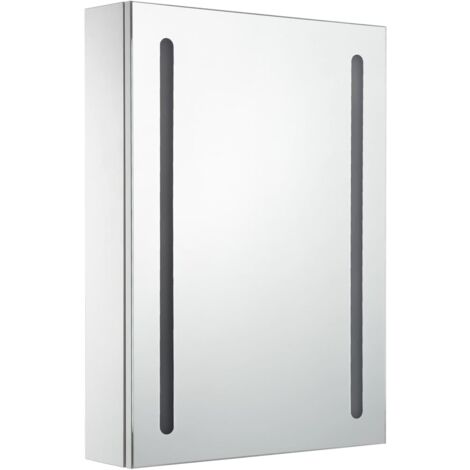 Mueble de baño con espejo LED 50 x 13 x 70 cm blanco y plateado 020006563