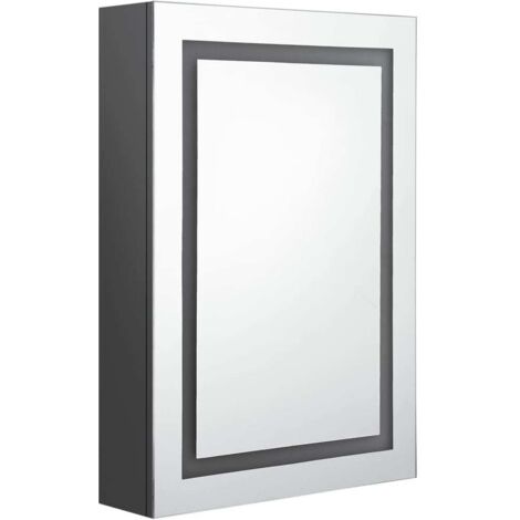 Mueble de baño con espejo LED 50 x 13 x 70 cm gris 020006595
