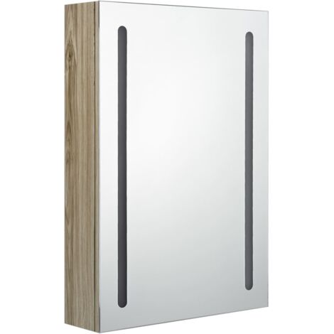 Mueble de baño con espejo LED 50 x 13 x 70 cm MDF roble 020006589