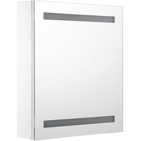 Mueble de baño con espejo LED 50 x 13,5 x 60 cm blanco y plateado 020006561
