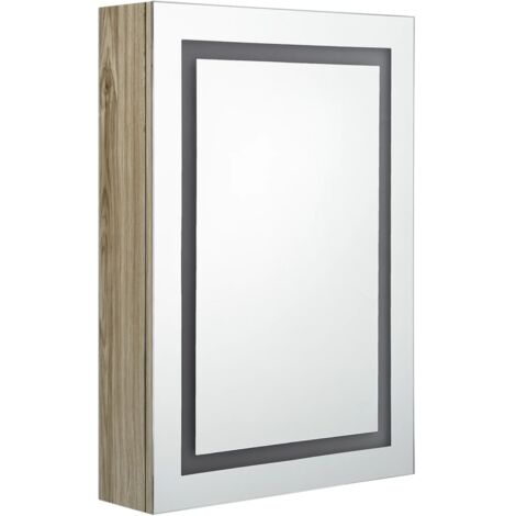 Mueble de baño con espejo LED 50x13x70 cm roble 020006588