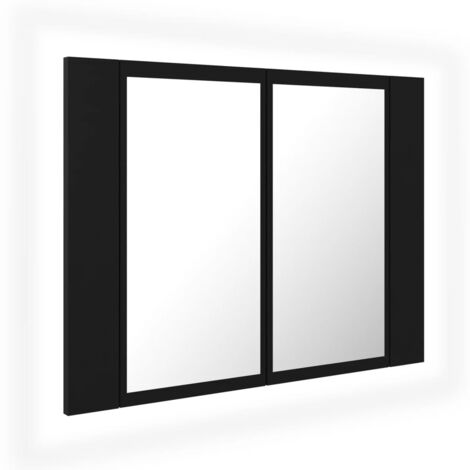 Mueble de baño con espejo LED 60 x 12 x 45 acrílico negro 020006732