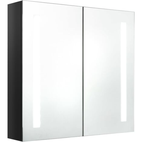 Mueble de baño con espejo LED 62 x 14 x 60 cm negro brillante 020006616