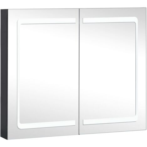 Mueble de baño con espejo LED 80 x 12,2 x 68 cm 020006569