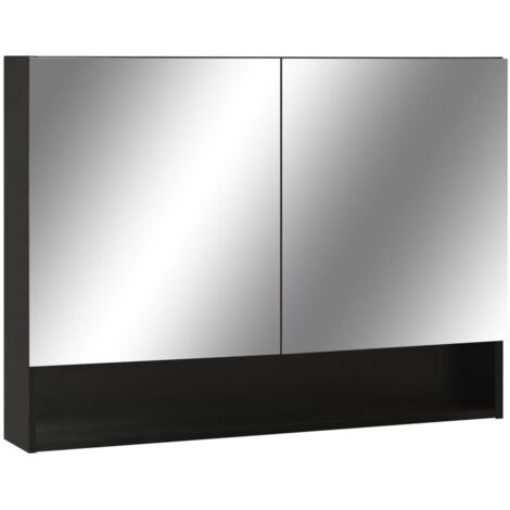 Mueble de baño con espejo LED 80 x 15 x 60 cm MDF negro 020006734