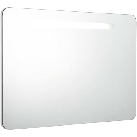 Mueble de baño con espejo LED 80 x 9,5 x 55 cm MDF blanco 020006570