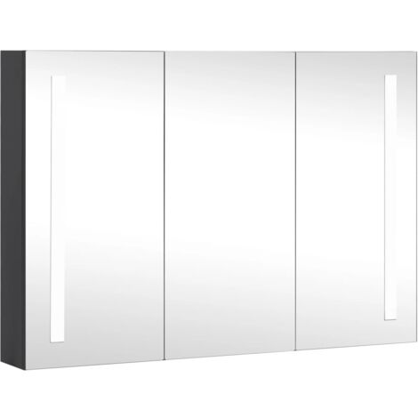Mueble de baño con espejo LED 89 x 14 x 62 cm negro 020006572