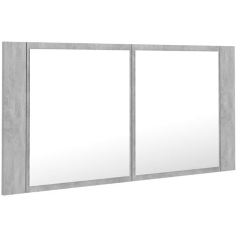 Mueble de baño con espejo LED 90 x 12 x 45 cm acrílico gris 020006609