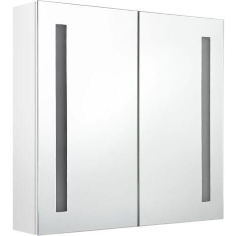 Mueble de baño con espejo led blanco brillo 62 x 14 x 60 cm blanco brillo 020006583