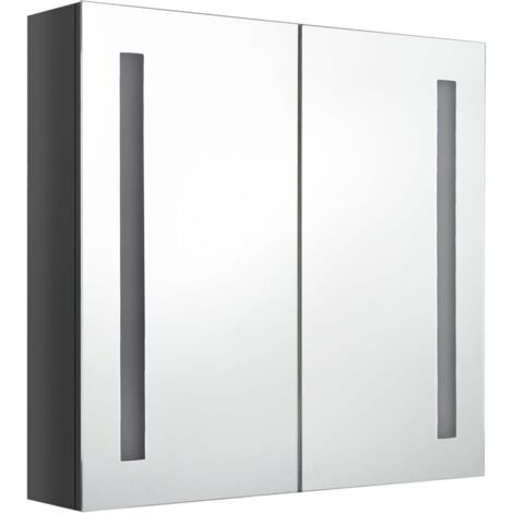 Mueble de baño con espejo LED brillante 62 x 14 x 60 cm gris 020006603