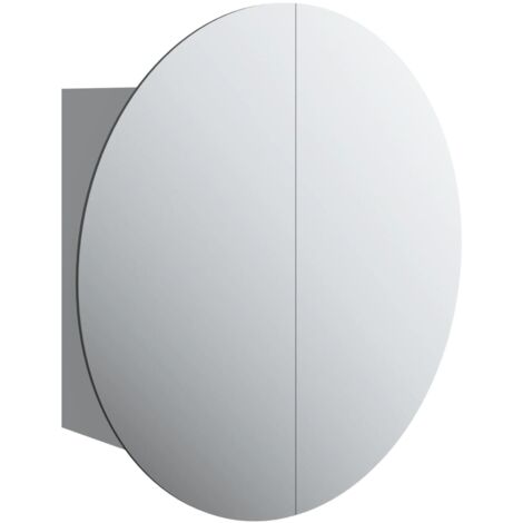 Mueble de baño con espejo redondo y LED 40 x 40 x 17,5 cm gris 020006559