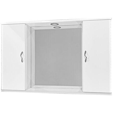 Mueble de baño con espejo y dos puertas completo con foco 94,5x16x60,5h cm