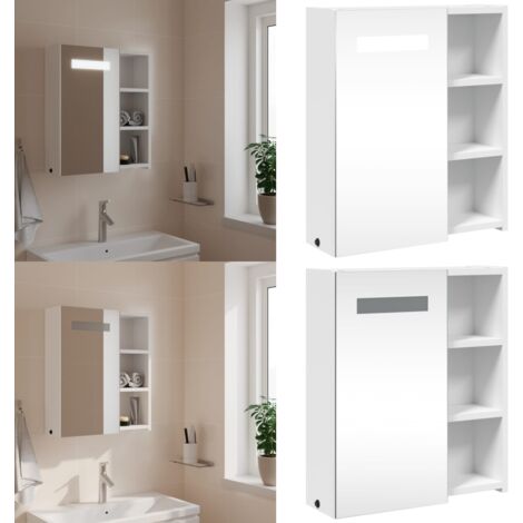 Mueble de baño con espejo y luz LED blanco 45x13x52 cm - Espejo de baño - Luz LED