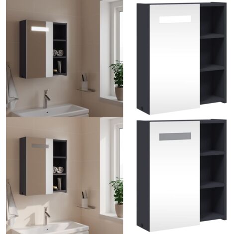 Mueble de baño con espejo y luz LED gris 45x13x52 cm - Espejo con luz LED - Armario de baño