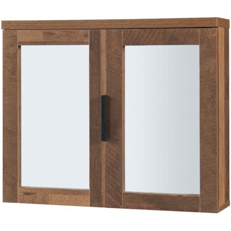 Mueble de baño con estantería de pared 50 x 60 x 15 cm con espejo marrón 030008894