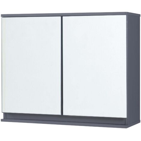 Mueble de baño con estantería de pared 60 x 20 x 50 cm con espejo gris 030008900