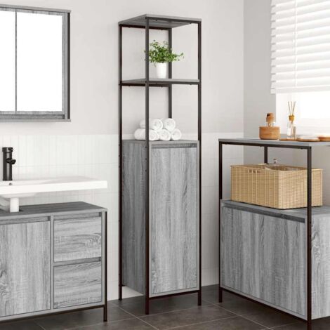 Mueble de baño con estantes gris 36x35x165 cm