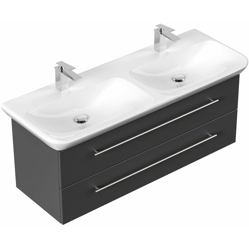 

Mueble de baño con Geberit MyDay Lavabo Doble 130 cm Antracita satinado