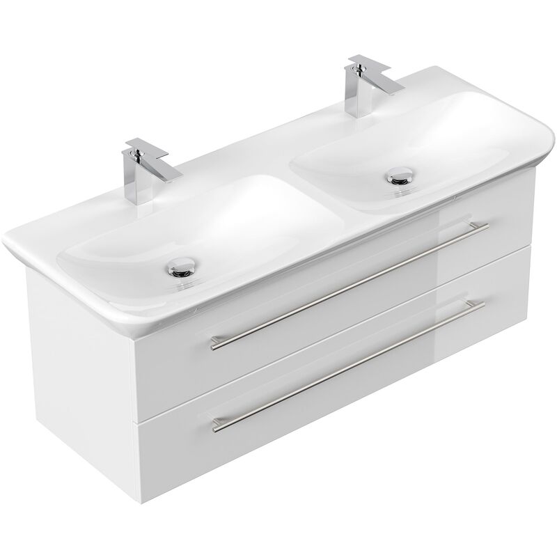 

Mueble de baño con Geberit MyDay Lavabo Doble 130 cm Blanco brillante