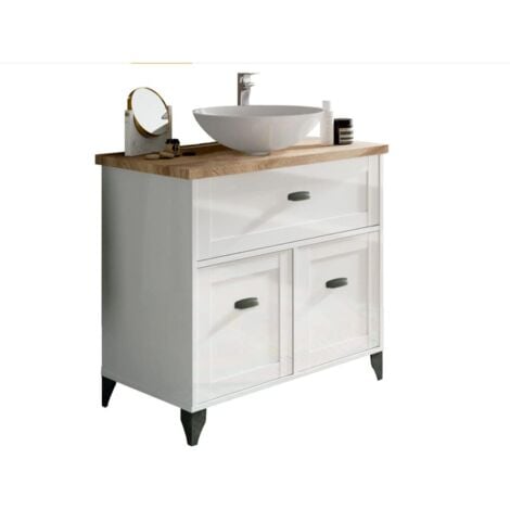 Mueble de baño con lavabo cerámico Toscana acabado color blanco 95 cm(alto)85 cm(ancho)47 cm(largo)