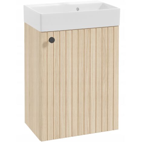 Mueble de baño con lavabo en Roble Vicenza y tirador negro 50x70cm Kiara