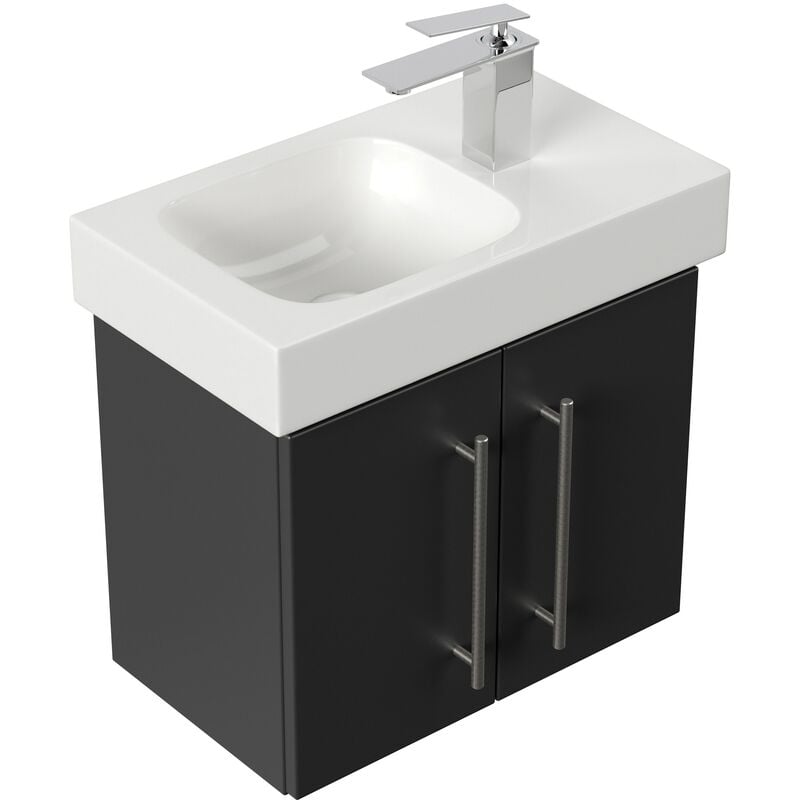 

Mueble de baño con Lavabo Geberit Icon XS 53 cm derecho Negro satinado