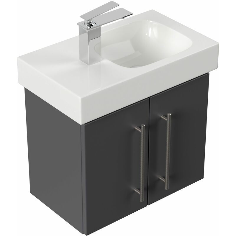 

Mueble de baño con Lavabo Geberit Icon XS 53 cm izquierda Antracita satinado