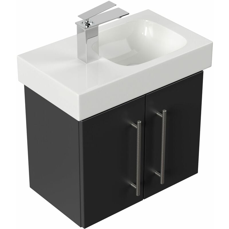 

Mueble de baño con Lavabo Geberit Icon XS 53 cm izquierda Negro satinado
