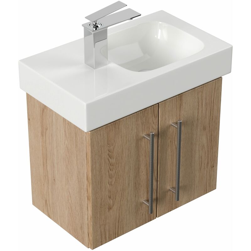 

Mueble de baño con Lavabo Geberit Icon XS 53 cm izquierda roble claro