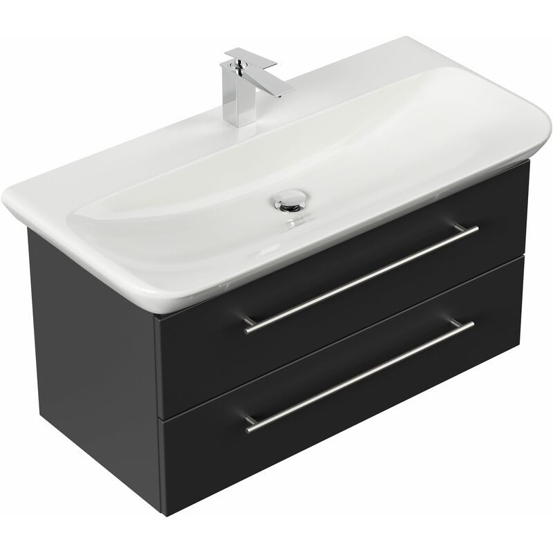 

Mueble de baño con Lavabo Geberit MyDay 100 cm negro satinado