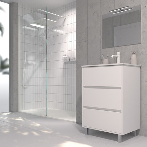 Mueble de baño Suspendido con Lavabo de Porcelana - con 4 Cajones - El  Mueble va MONTADO - Modelo Tuela - THERMIKET