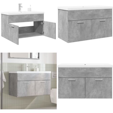 Mueble de baño con lavabo integrado gris hormigón - Lavabo empotrado - Mueble de baño